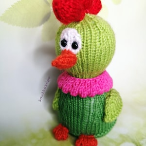 Padrão de tricô de galo, pássaro de pelúcia amigurumi, download em PDF