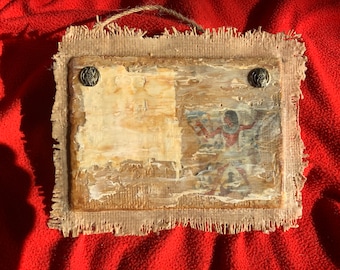 Fayum n.° 19. Encáustica sobre panel de yute y abedul Mulukhiyah. Inusual, único, regalo, momia, arqueología, pirámides, egipcio, pintura.