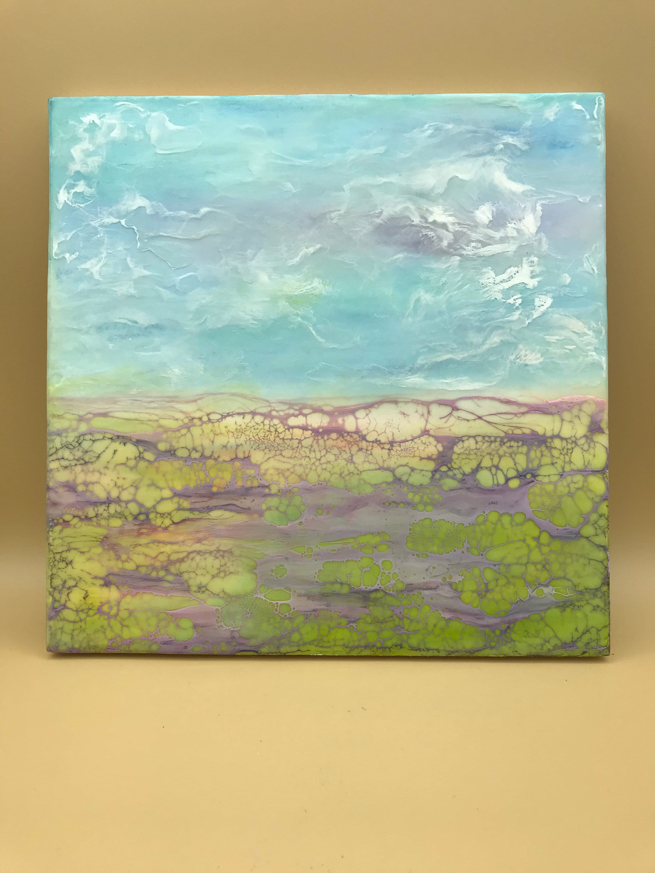 Salt Flats . . . One of a kind, Original encaustic painting, surreal, coast, ocean, beach house gift, bay house gift, unusual gift
