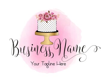 bakery and cake round badge logo design in pastel pink... HappyLogo - Etsy