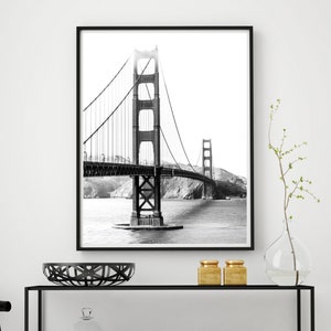 Golden Gate Bridge Printable San Francisco Black And White Etsy
