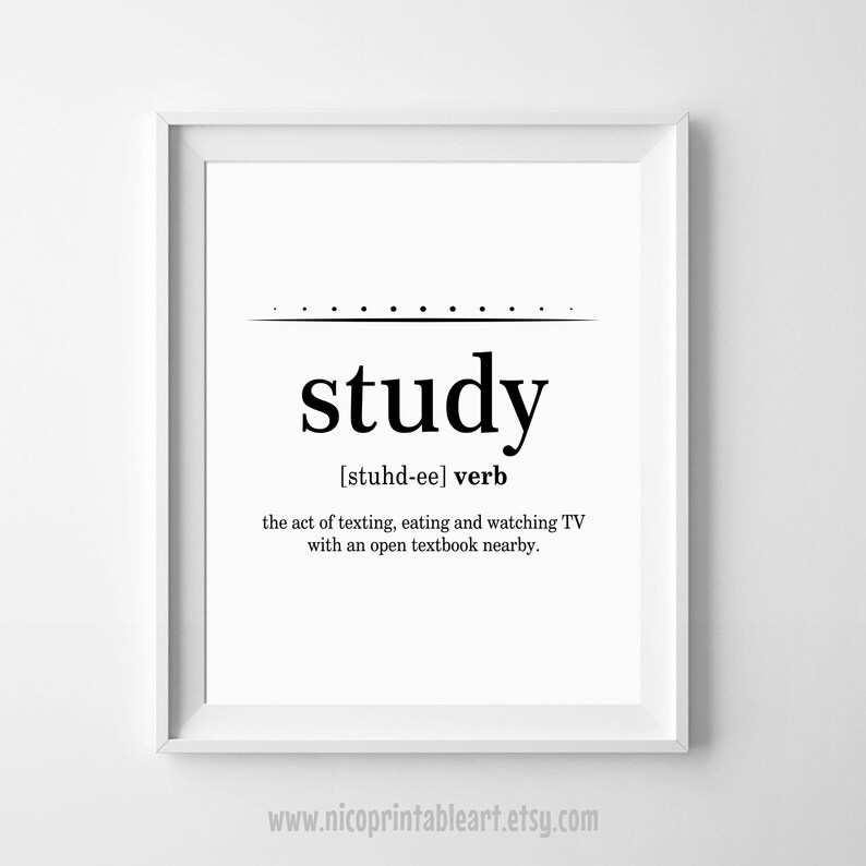 List of things in study room picture