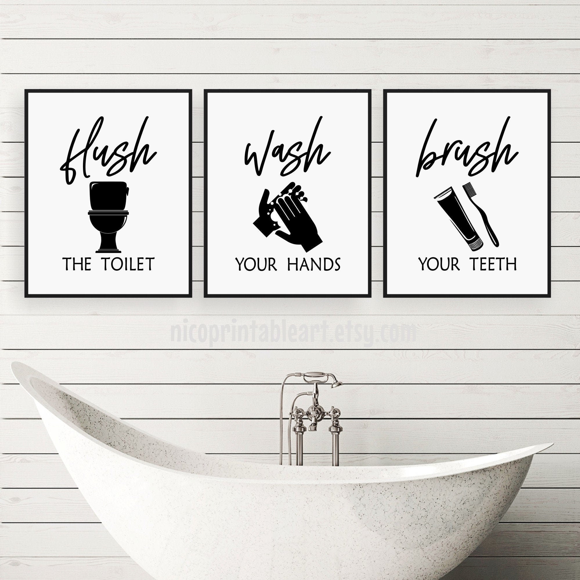Bathroom Wall Decor Printable Wall Art Flush the Toilet | Etsy