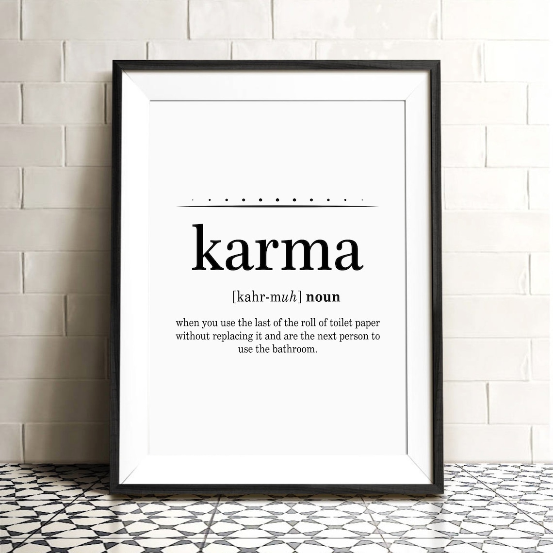 Karma Definition Print Karma Poster Bathroom Wall Quotes Etsy