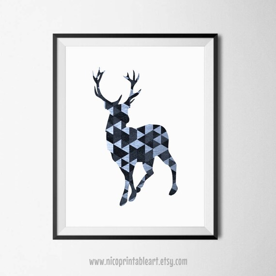 Geometric Deer Print Deer Wall Art Deer Wall Decor Nursery | Etsy