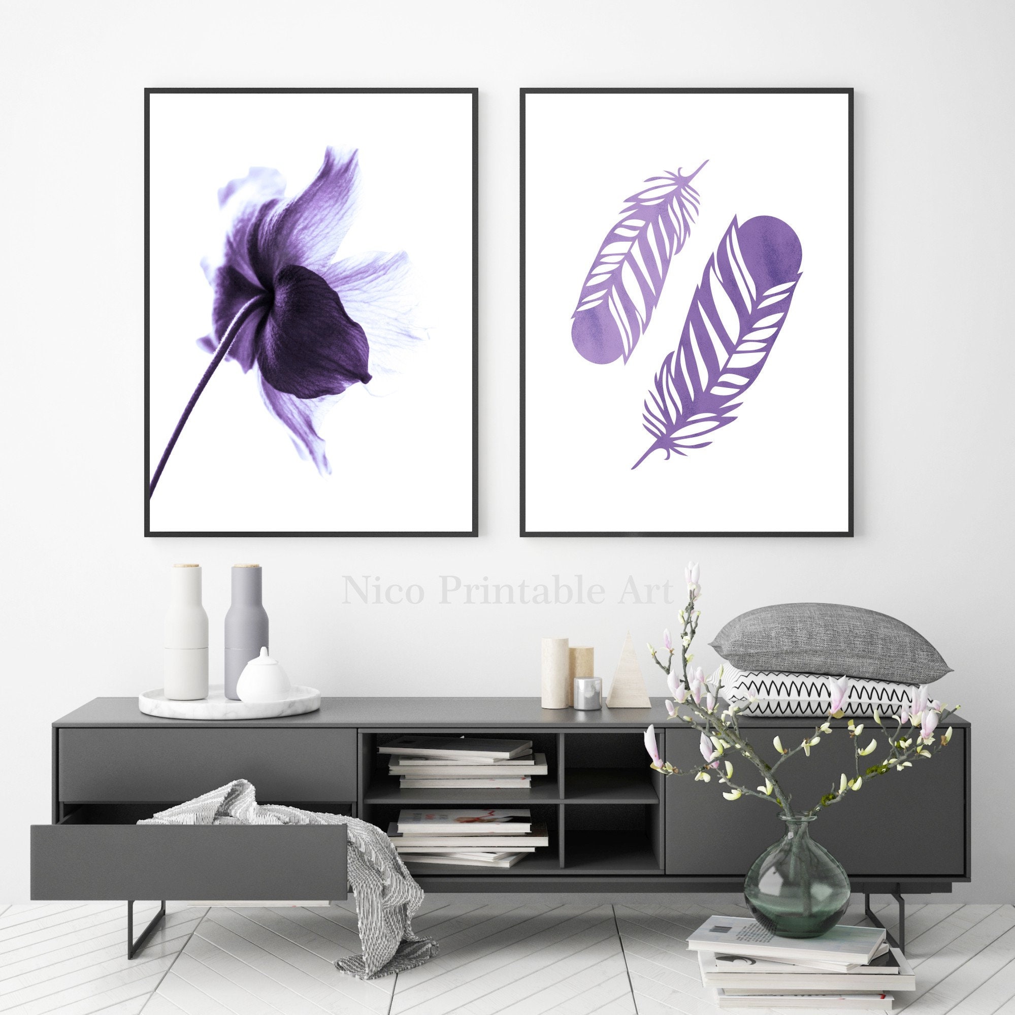 Bedroom Wall Art Purple Bedroom Decor Rise And Shine Print Etsy