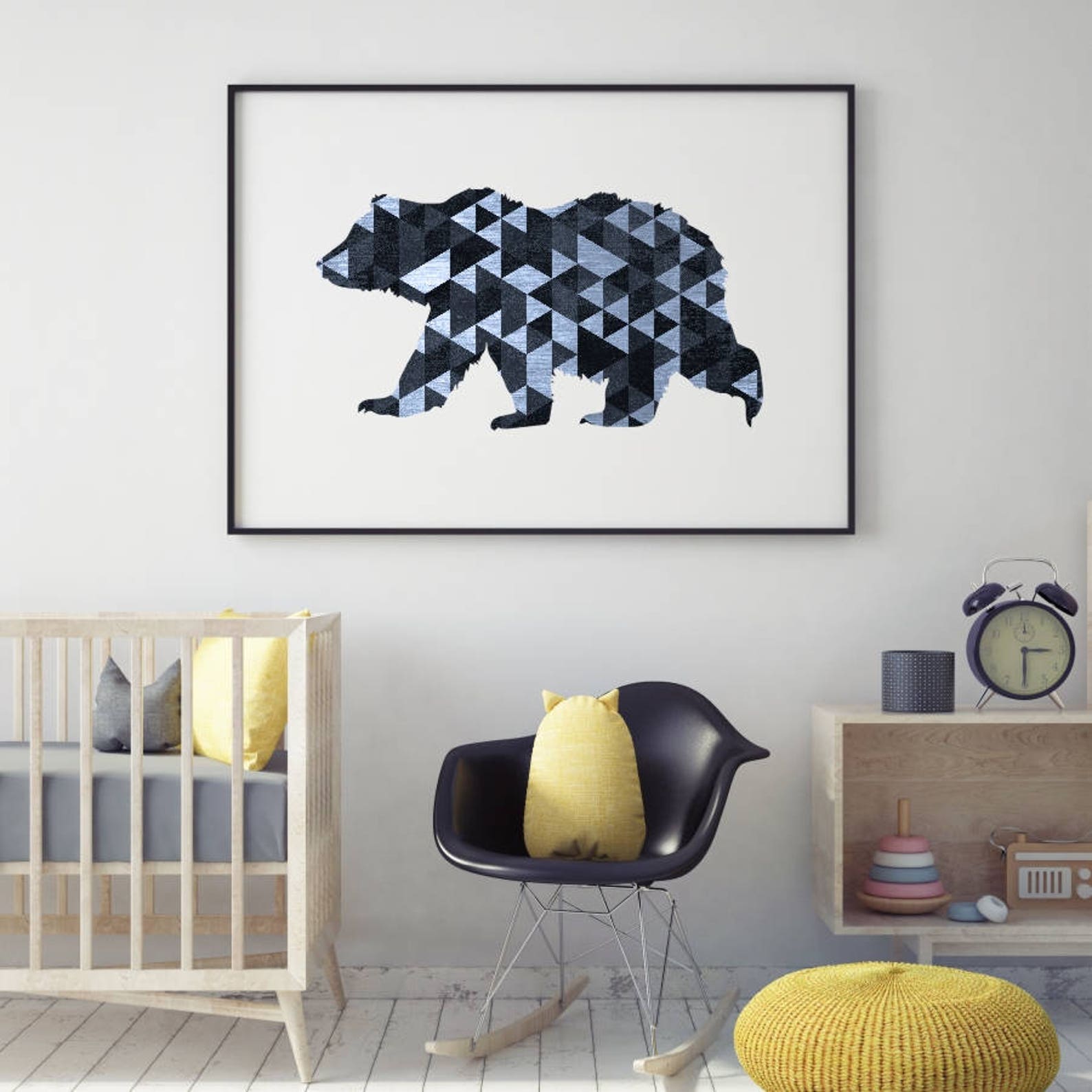 Bear Print Bear Wall Decor Bear Nursery Art Nursery Animal Etsy