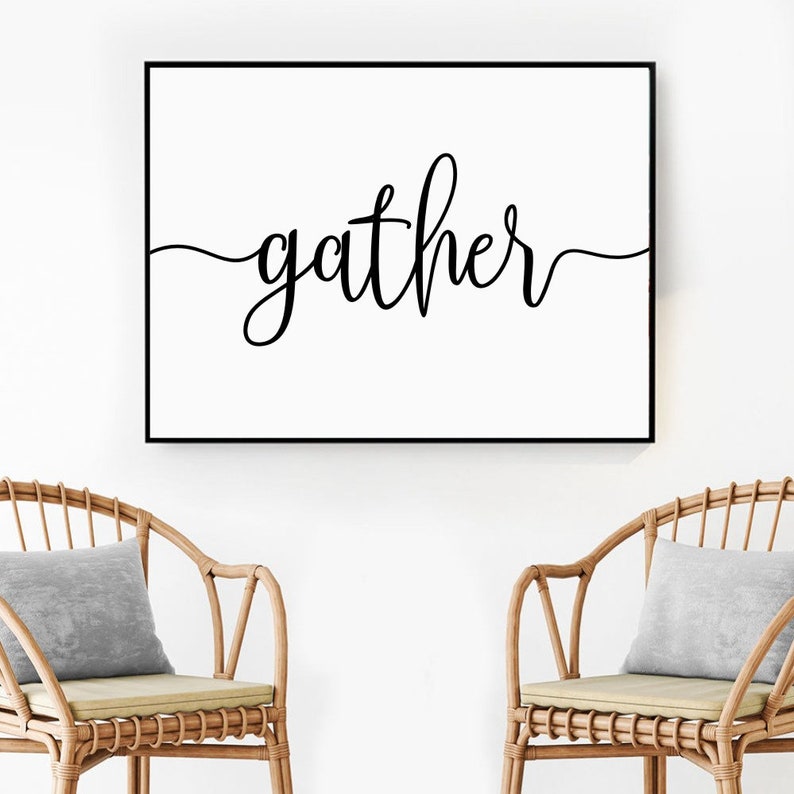 Gather Print Kitchen Signs Dining Room Wall Decor Kitchen Etsy