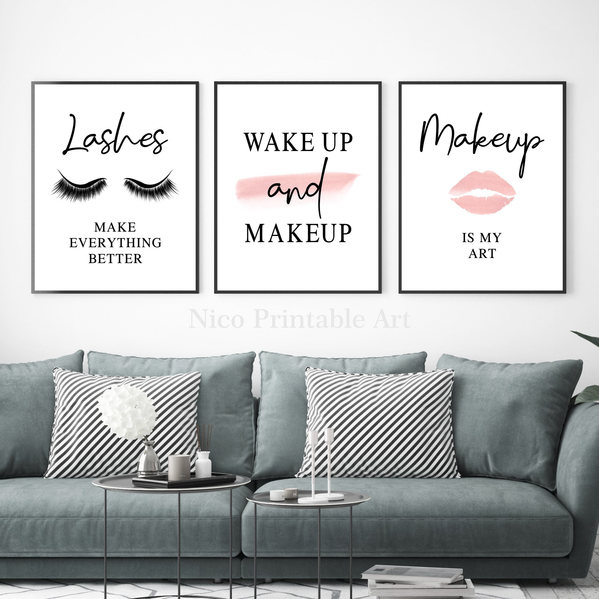 Makeup Decor Makeup Wall Art Eyelash Prints Fashion Wall Etsy