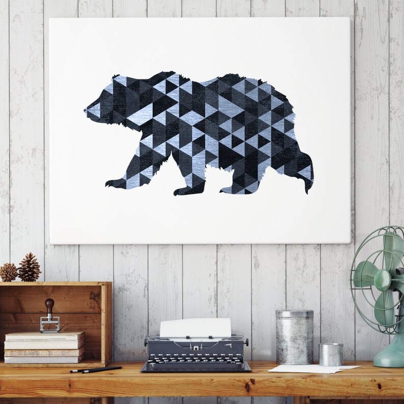 Bear Print Bear Wall Decor Bear Nursery Art Nursery Animal Etsy