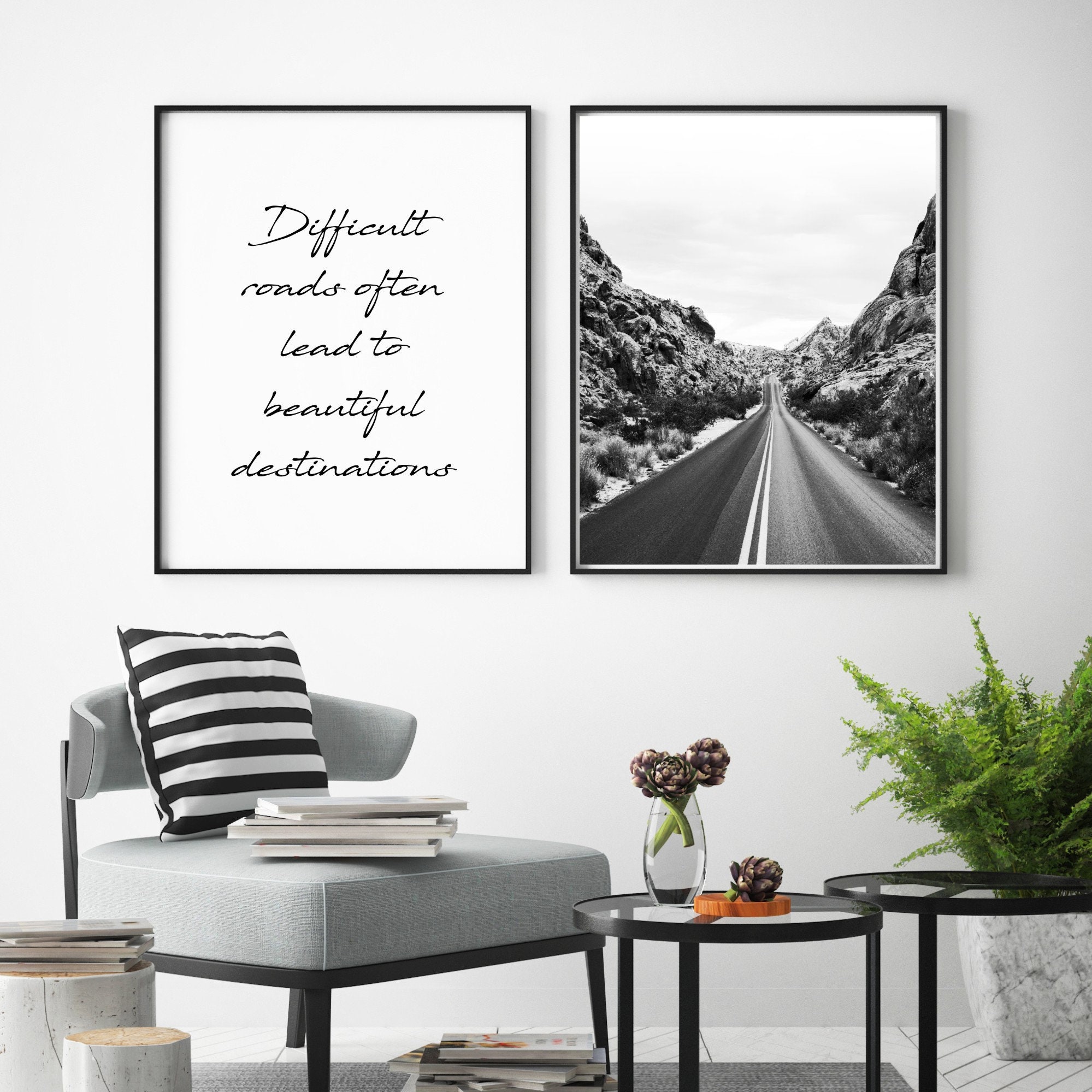 Travel Wall Art 2 Piece Travel Print Open Road Wall Art | Etsy