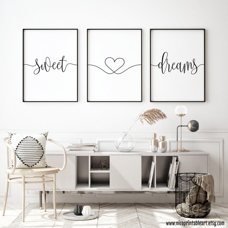 Sweet Dreams Printable Set of 3 Wall Art Bedroom Wall Decor Etsy