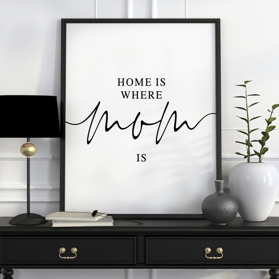 Mom Wall Art Printable Home Is Where Mom Is Mothers Day Etsy
