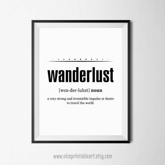 Fernweh Fernweh Print Wanderlust Definition Wand Kunst Etsy