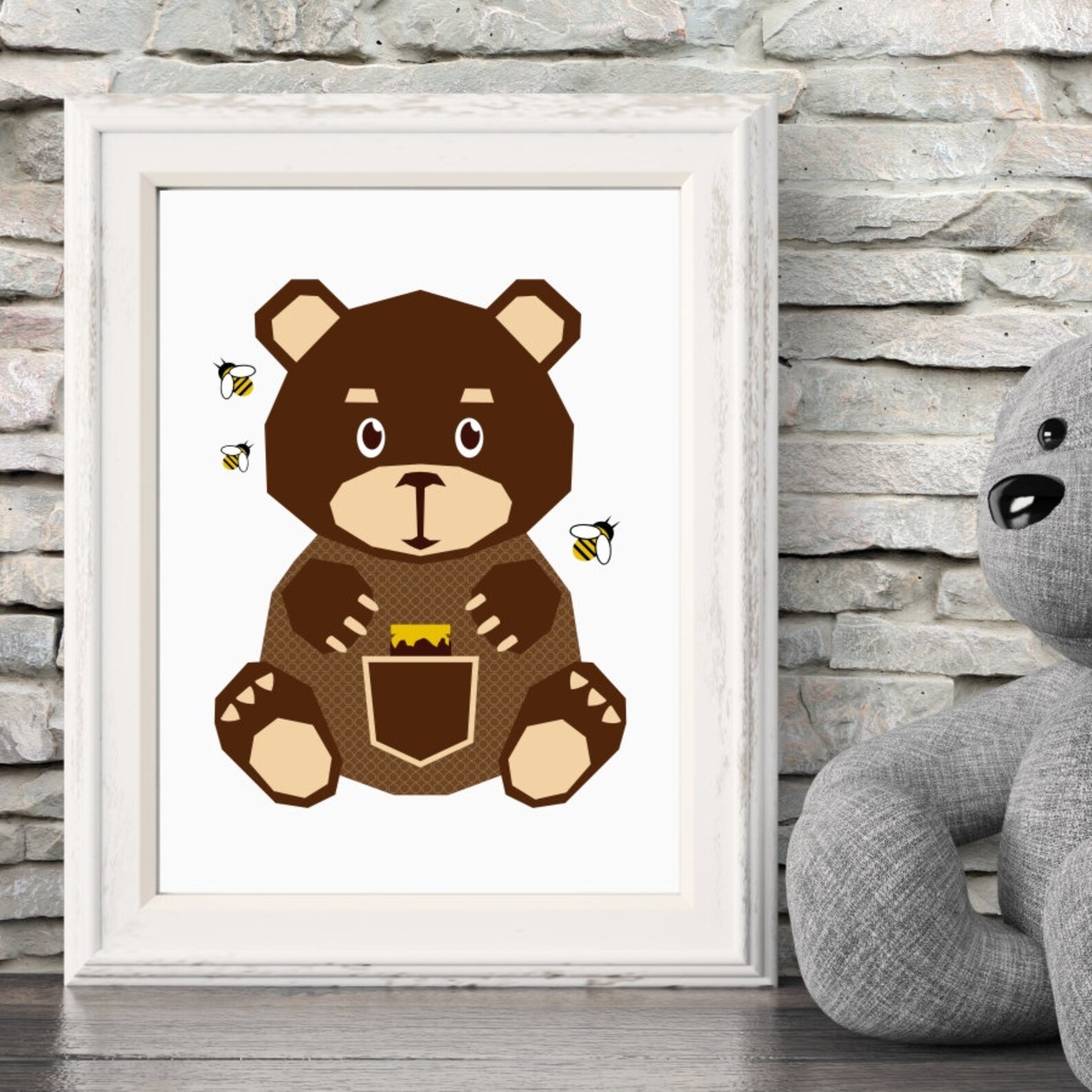 Bear Wall Art Woodland Nursery Decor Baby Bear Print Etsy
