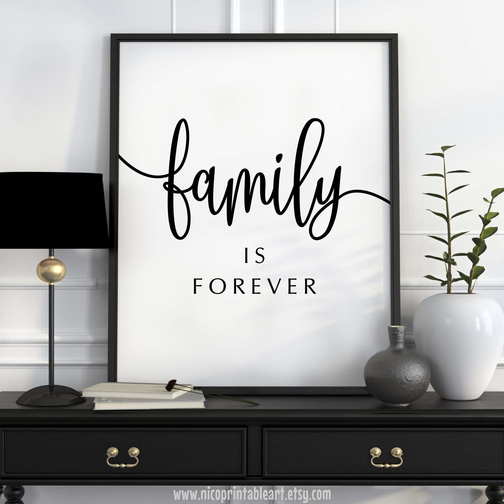 family is forever sign bedroom printable quote living room etsy