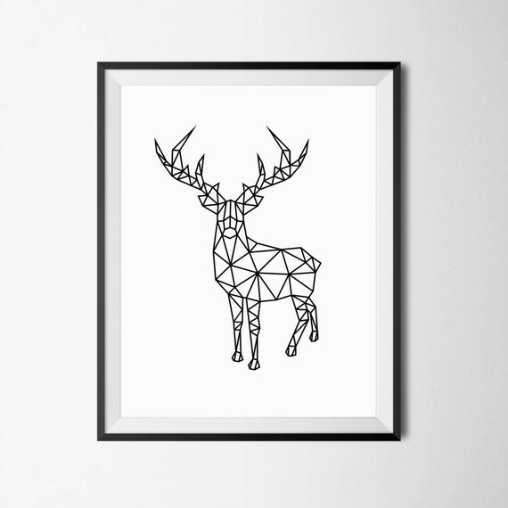 Geometric Deer Deer Print Deer Poster Geometric Animals | Etsy