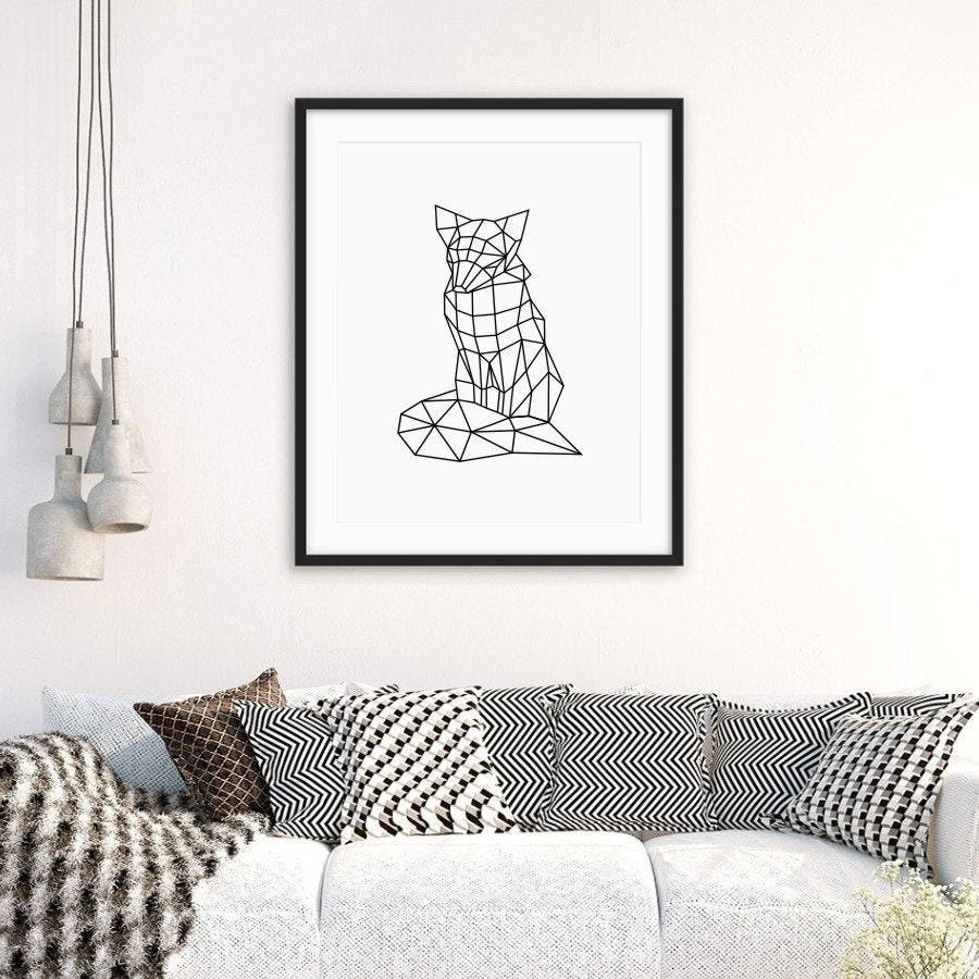 Geometrische Fuchs moderne Tierkunst geometrische Fuchs | Etsy