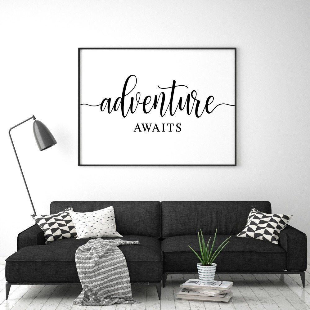 Adventure Awaits Print Travel Wall Decor Adventure Wall Art Etsy