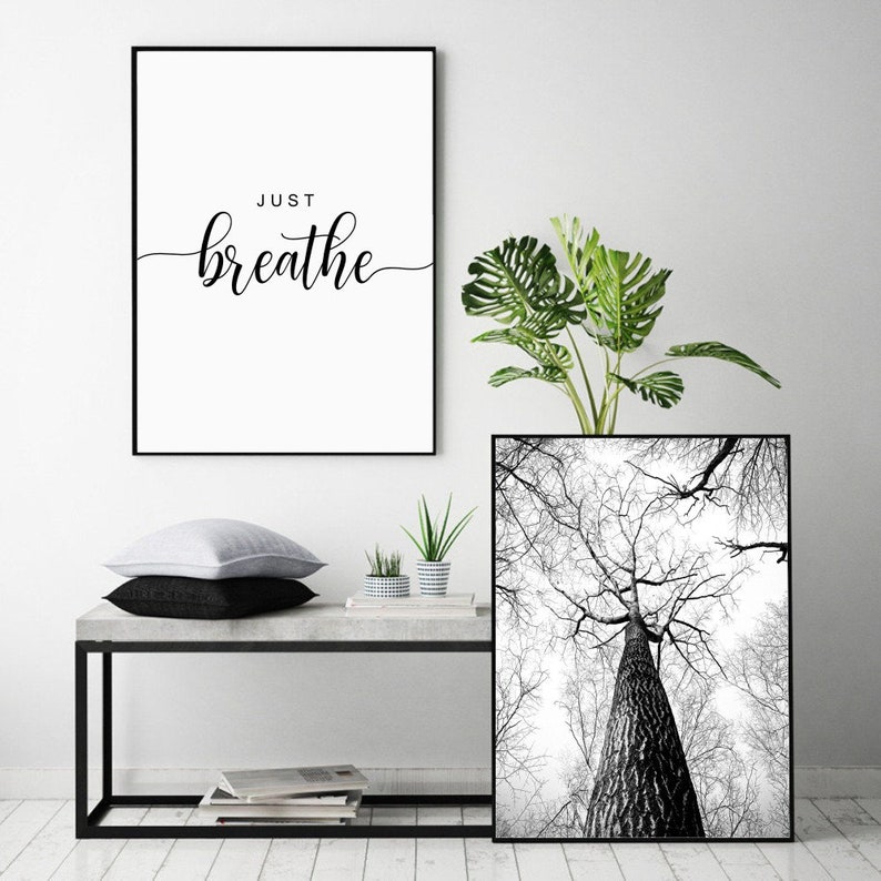 Just Breathe Printable Bedroom Wall Art Home Decor Wall Art | Etsy
