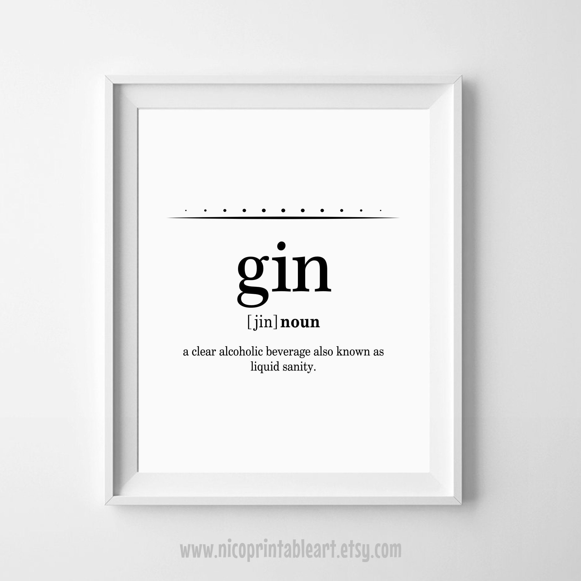 Gin Alcohol Sign Alcohol Gifts Gin Definition Dictionary Etsy