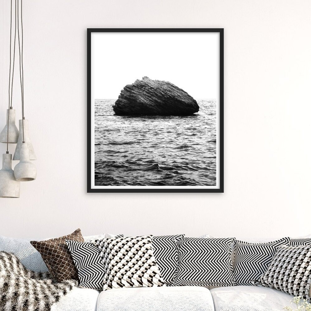 Black and White Ocean Print Sea Wall Art Ocean Wall Print Etsy