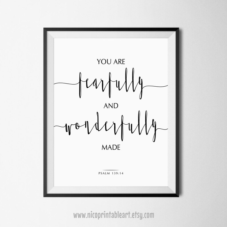 Bible Verse Print You Are Fearfully And Wonderfully Made | Etsy