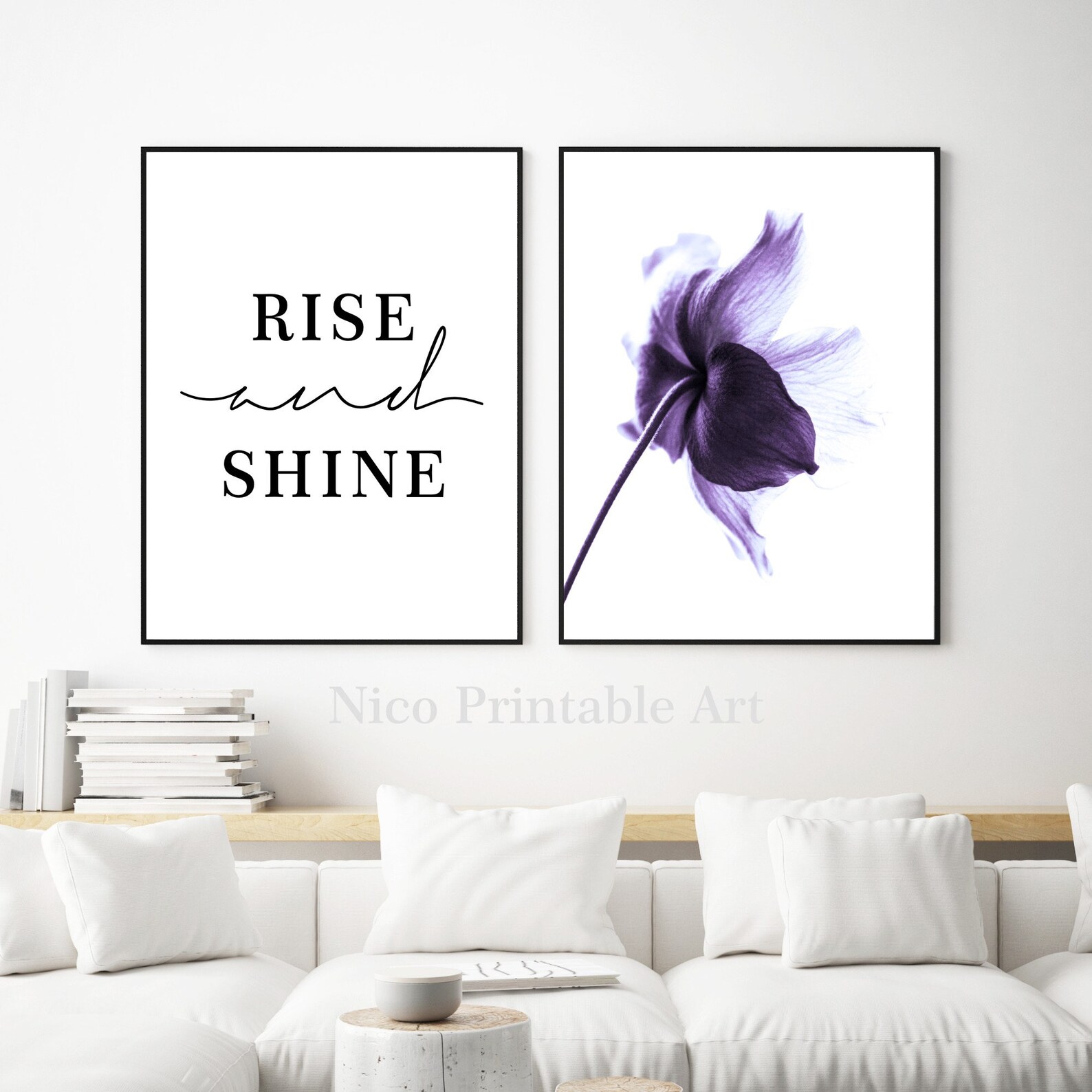 Bedroom Wall Art Purple Bedroom Decor Rise And Shine Print Etsy