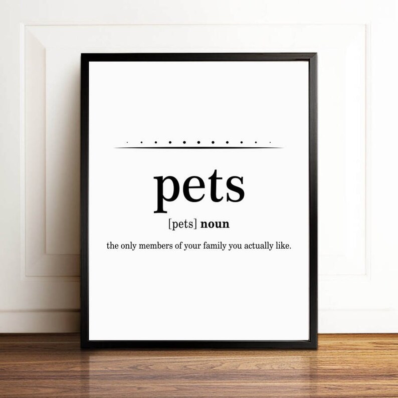 Pet Lover Gifts Pets Print Pets Definition Print Pet Etsy