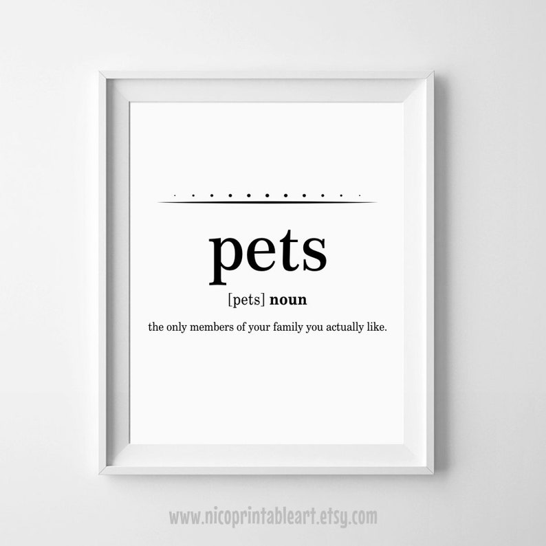 Pet Lover Gifts Pets Print Pets Definition Print Pet | Etsy