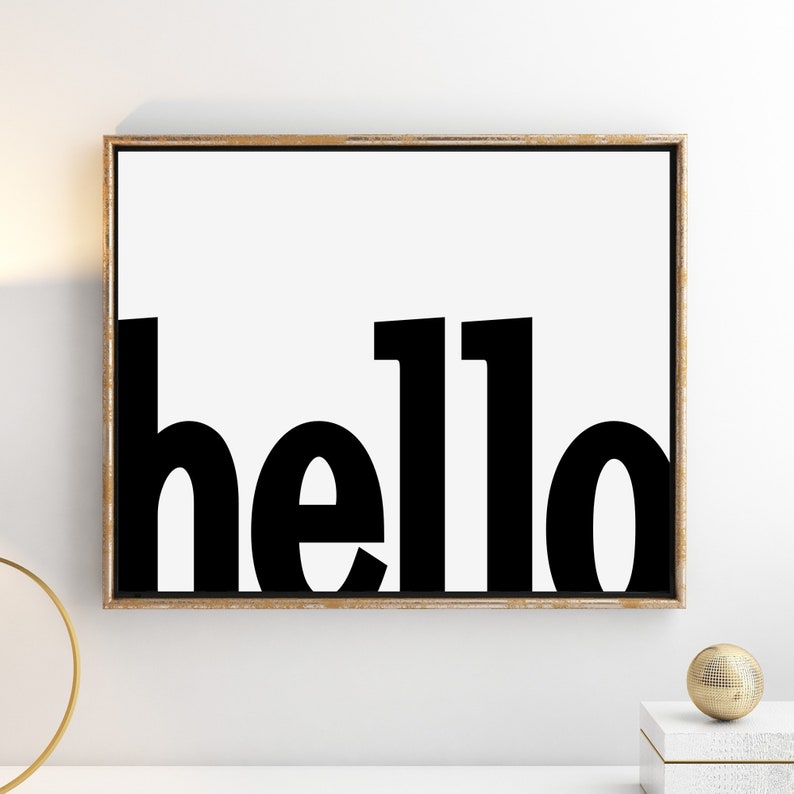 Hello Print Hello Wall Sign Typography Wall Art Home Wall Etsy