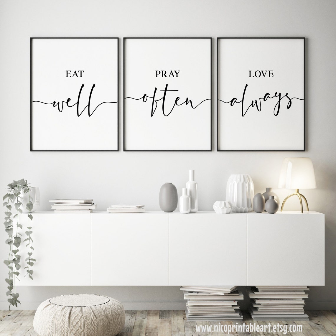 Eat Pray Love Sign Kitchen Wall Art Dining Room Decor Set Etsy