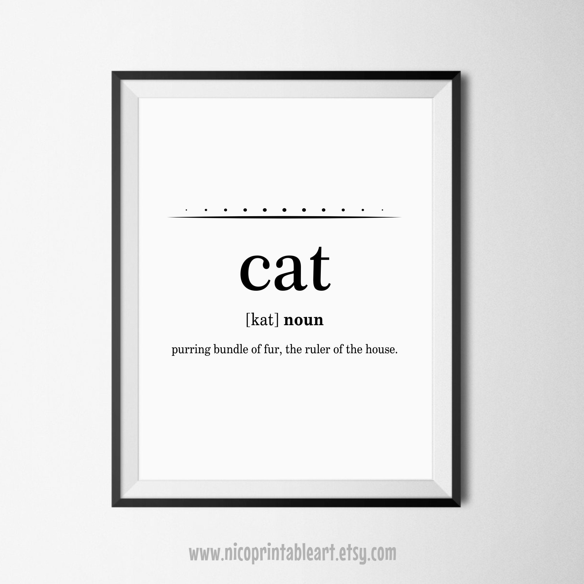 Cat Print Cat Lover Gift Cat Poster Cat Definition Print Etsy