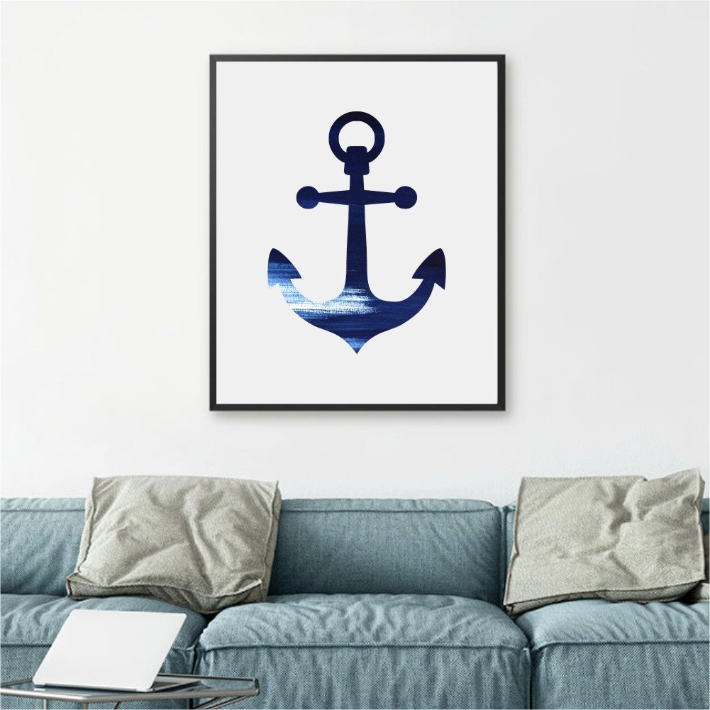 Anchor Print Anchor Wall Art Anchor Decor Navy Blue Print | Etsy