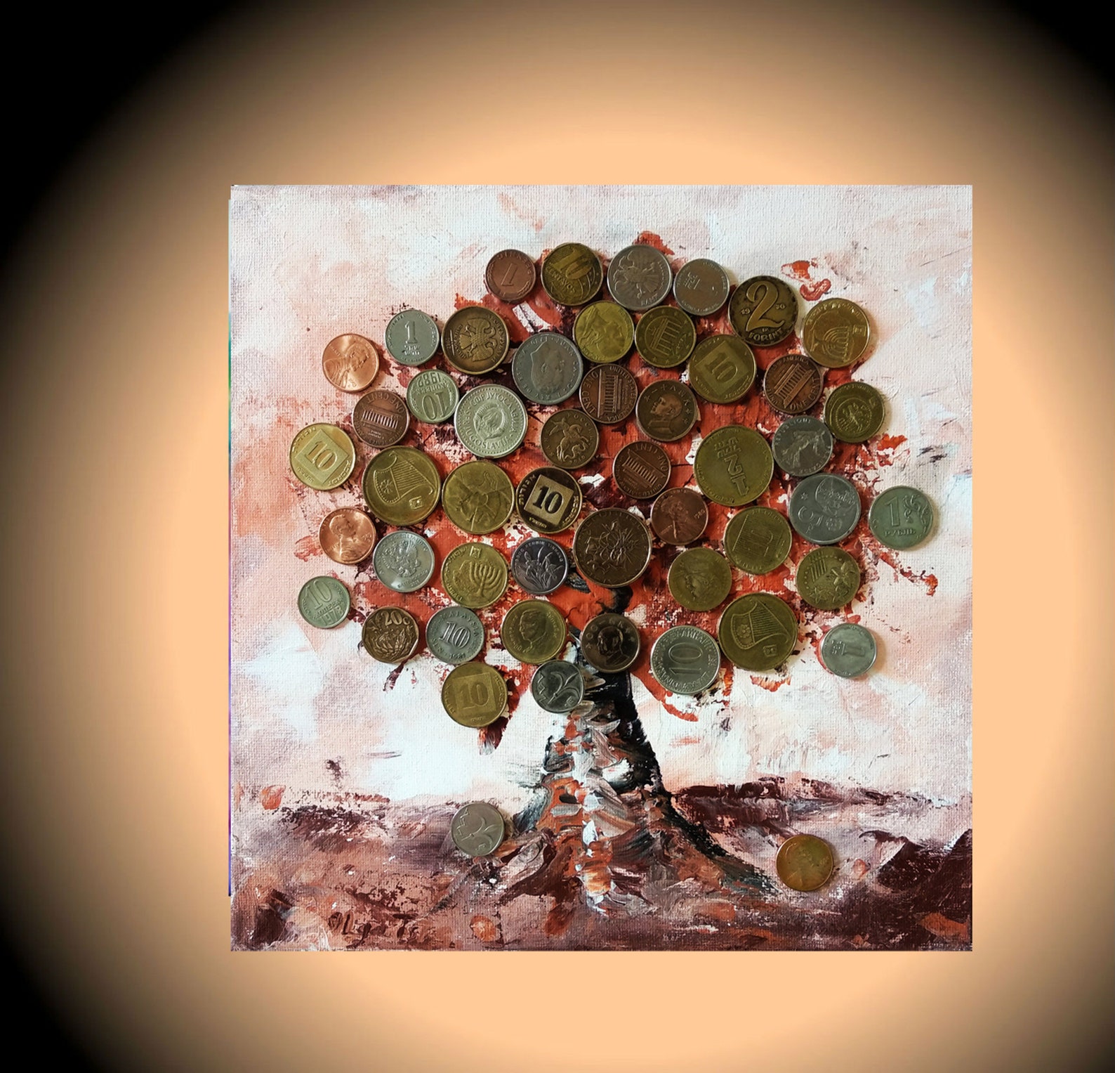 Tree Painting Wall Picture for Living Room Abstract Money Tree Wall