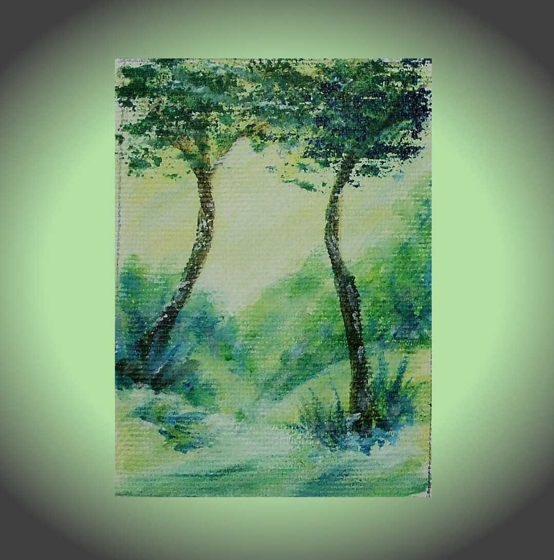 Miniature Painting Original Aceo Summer Tenderness Green Trees Art miniature-painting-original-aceo-summer-tenderness-green-trees-art