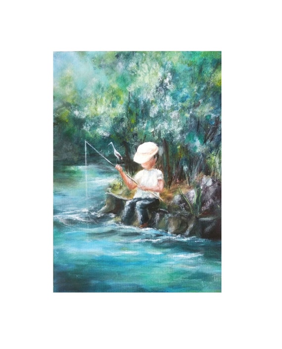 Buy Little Boy Fishing Art Gift for Boy Bedroom Art Decor Fishing