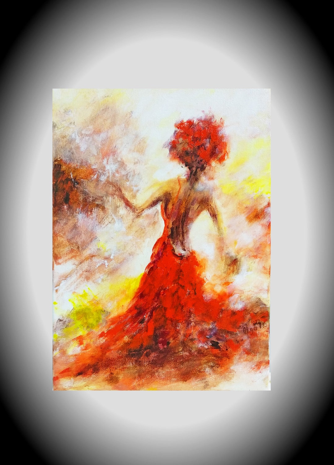 Woman in Red Original Art Woman Abstract Figurative Painting on Canvas ...