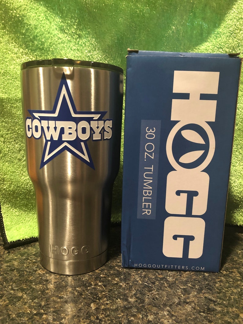 30oz HOGG Tumbler With Lid and Dallas Cowboys Decal These Make Great