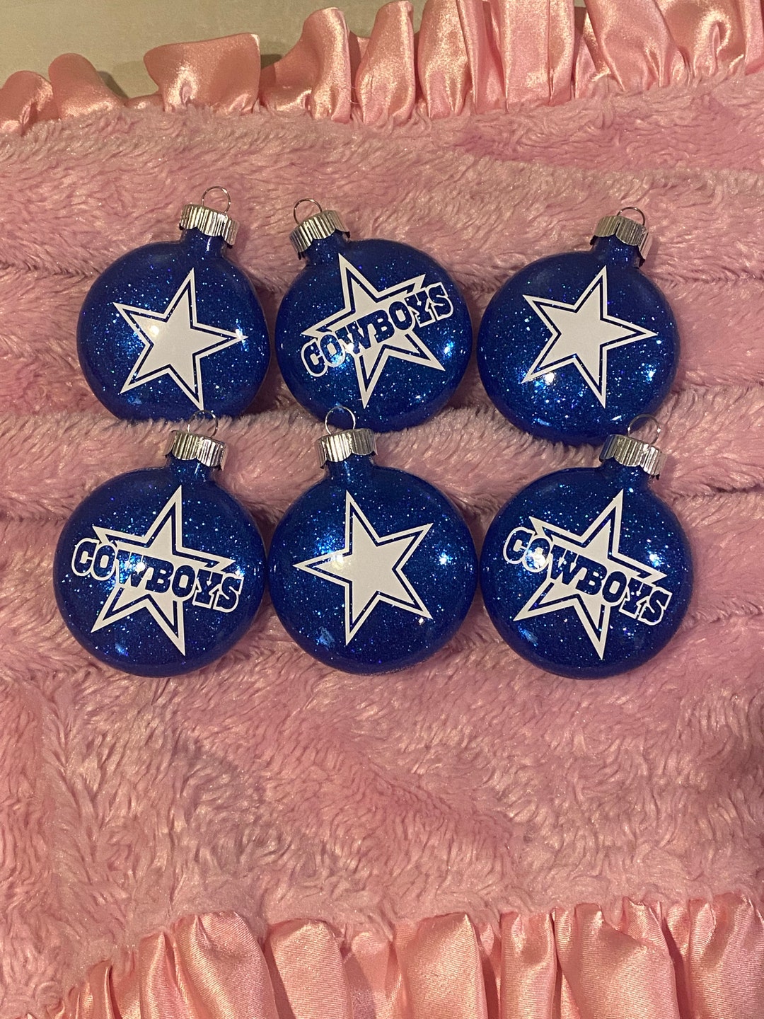 6 Pancake Style Glass Christmas Ornaments / Presents for the Christmas