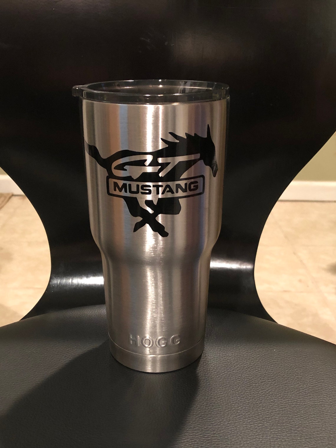 30oz HOGG Tumbler With Sliding Splash Proof Lid and Mustang GT Decal