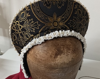 Tudor french hood, renaissance headdress, historical hat, historical costume