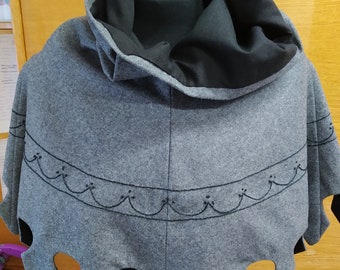 Grey woolen medieval hood for men and woman