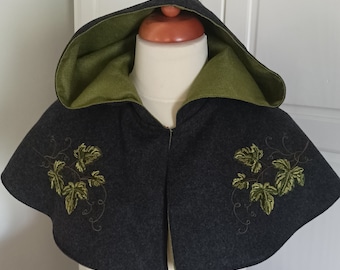 Fantasy costume, woolen cape, elf costum, Cosplay, embroidered cape
