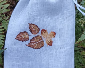 Medieval purseMedieval bag, linen bag, bag with historical embroidery, historical accessory,machine embroidery, fantasy bag