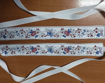 Historisches Strumpfband, gregorianisches Strumpfband, Rokoko-Strumpfband, historisches Kostüm, historisches Accessoire, besticktes Strumpfband, Baumwoll-Strumpfband