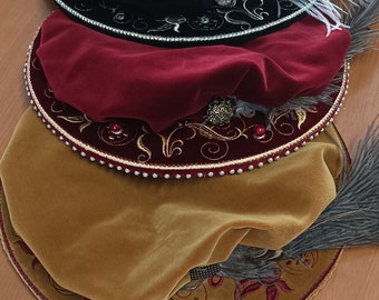 Renaissance hat, Velvet beret, hat,historical costume, renaissance woman hat, beret, embroidered beret, renaissance beret