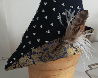Medieval hat, historical hat, woolen medieval hat, Brocade hat, historical costum, fantasy costume,hat