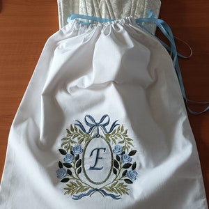 Sac corset, housse corset, sac corset rococo avec broderie machine, sac corset avec monogramme, taille 55 x 43 centimètres, taille 45 x 23 cm