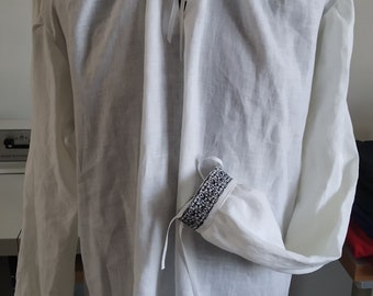 Linen shirt, linen men's historical shirt, renaissance shirt, machine embroidery, embroidered shirt, blackwork embroidery